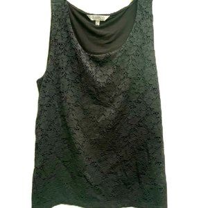 Woman's Company Ellen Tracy Black Lace Front  Sleeveless Top size L